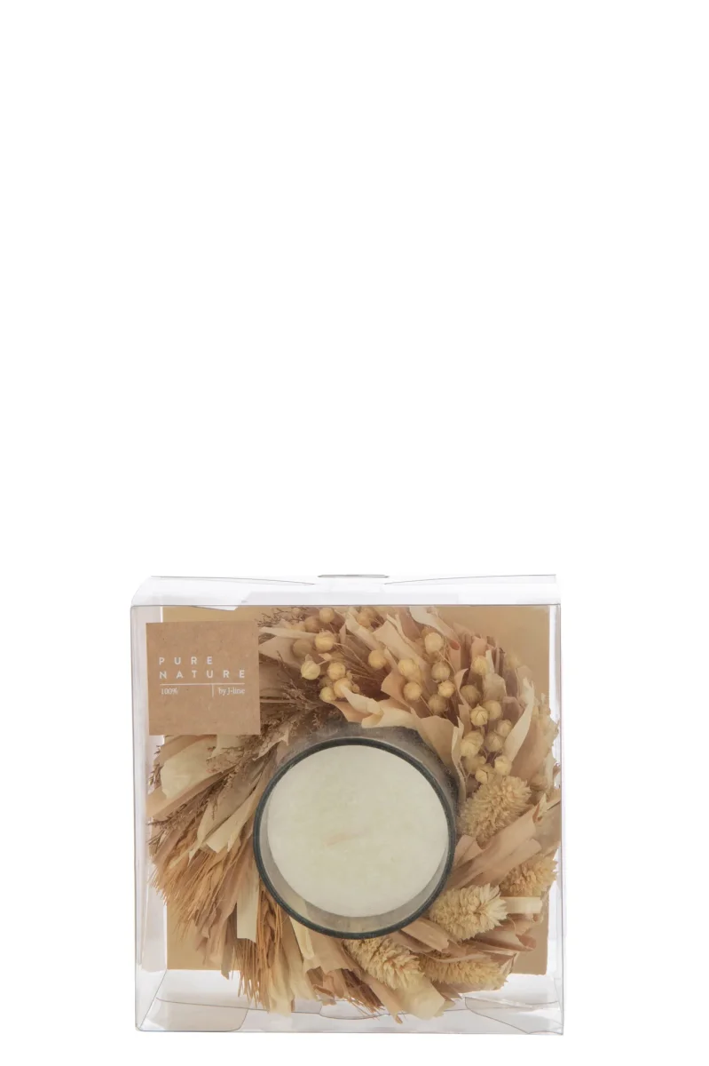 Candle Flowers Round Glass White/Natural 24H - Afbeelding 3