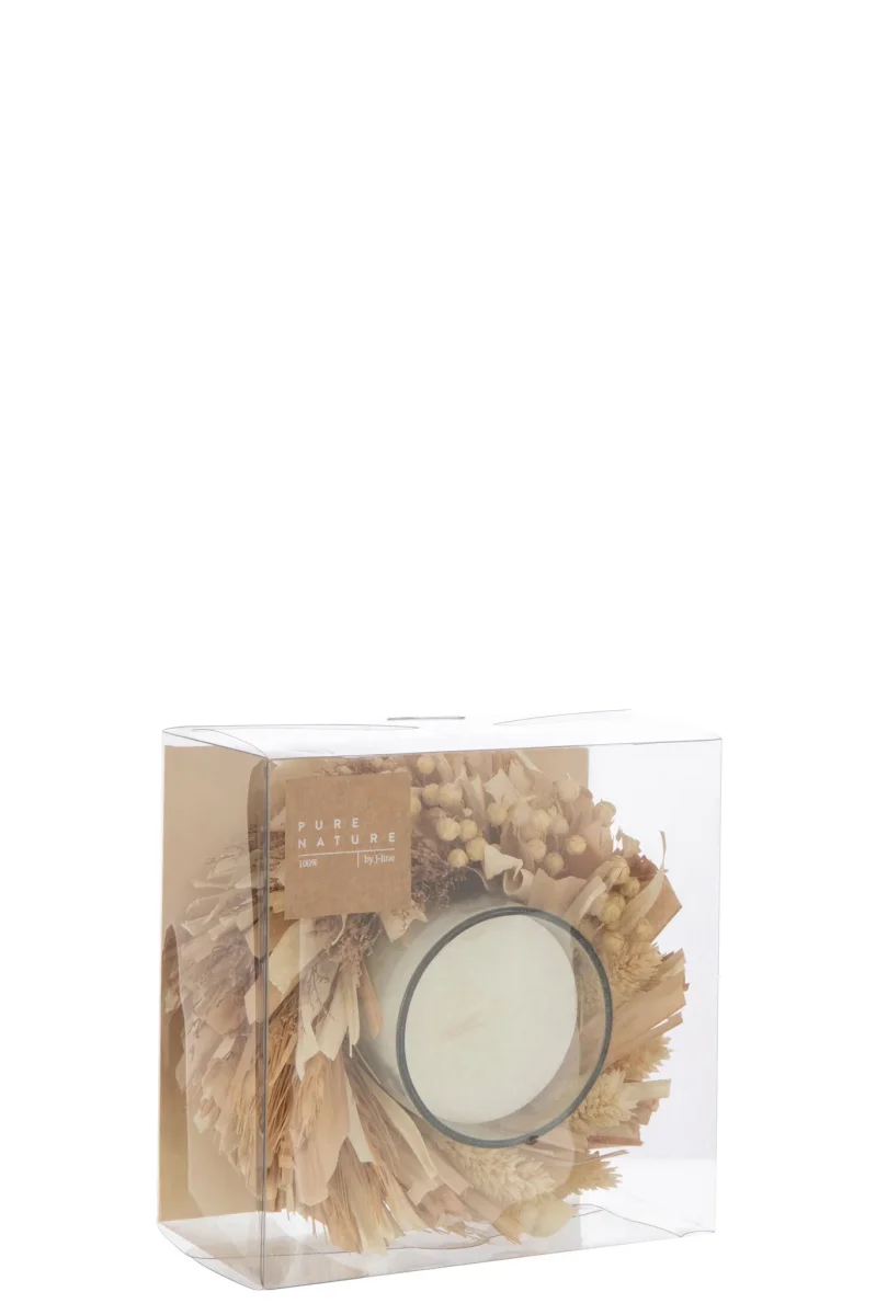 Candle Flowers Round Glass White/Natural 24H - Afbeelding 4