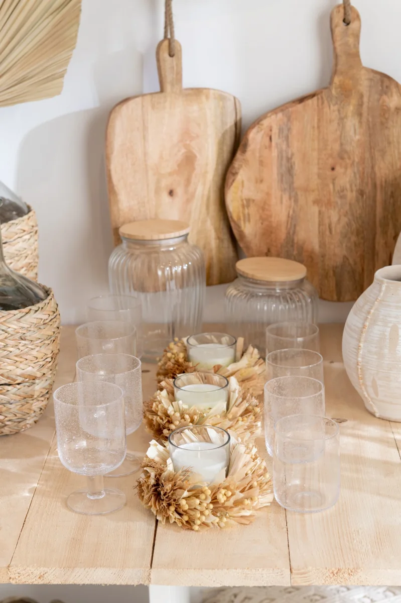 Candle Flowers Round Glass White/Natural 24H - Afbeelding 5
