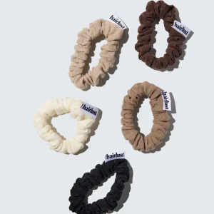 Cotton Scrunchies, Klein, 5-Pack, Koffie
