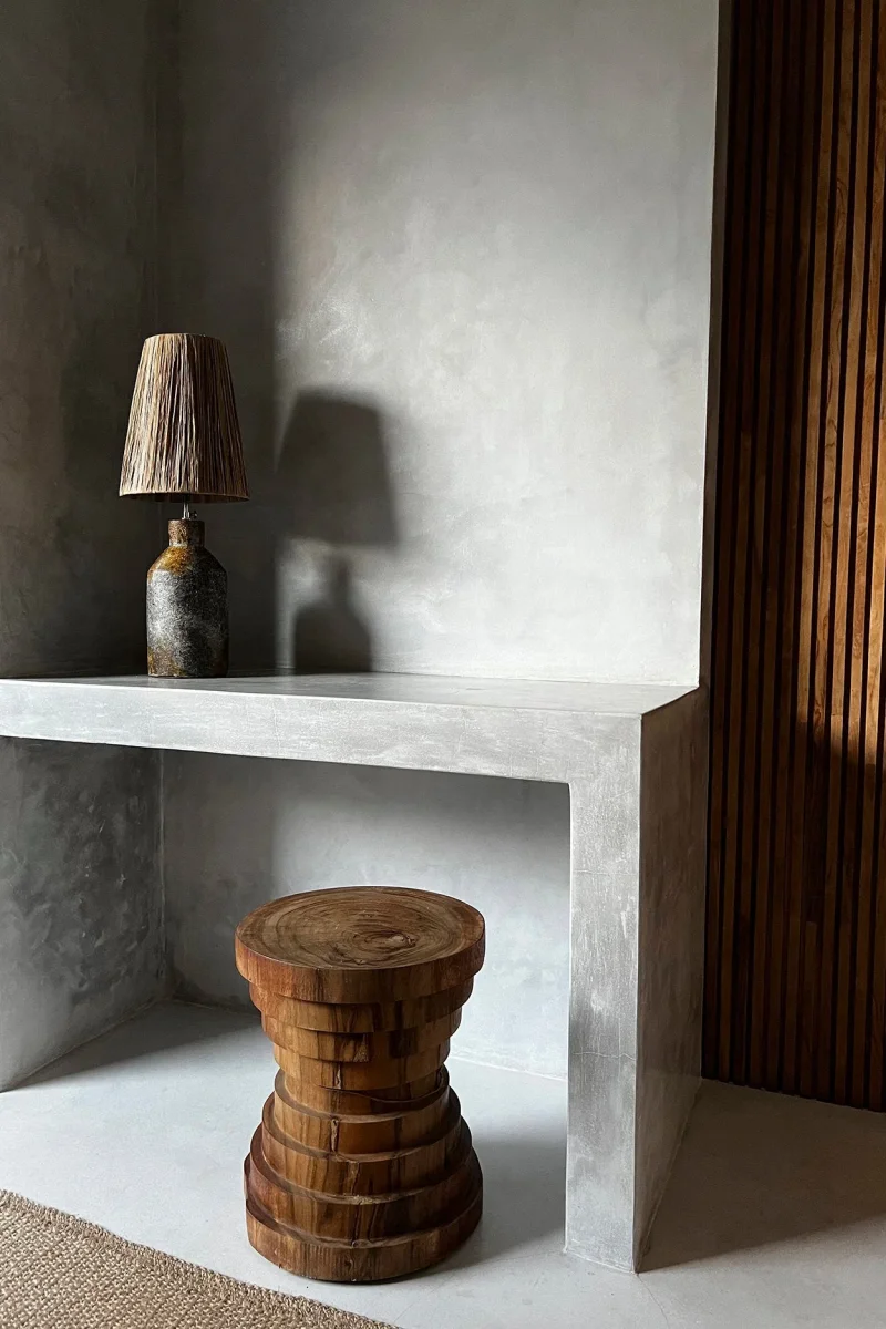 Naturel houten kruk van massief suar hout - Afbeelding 3